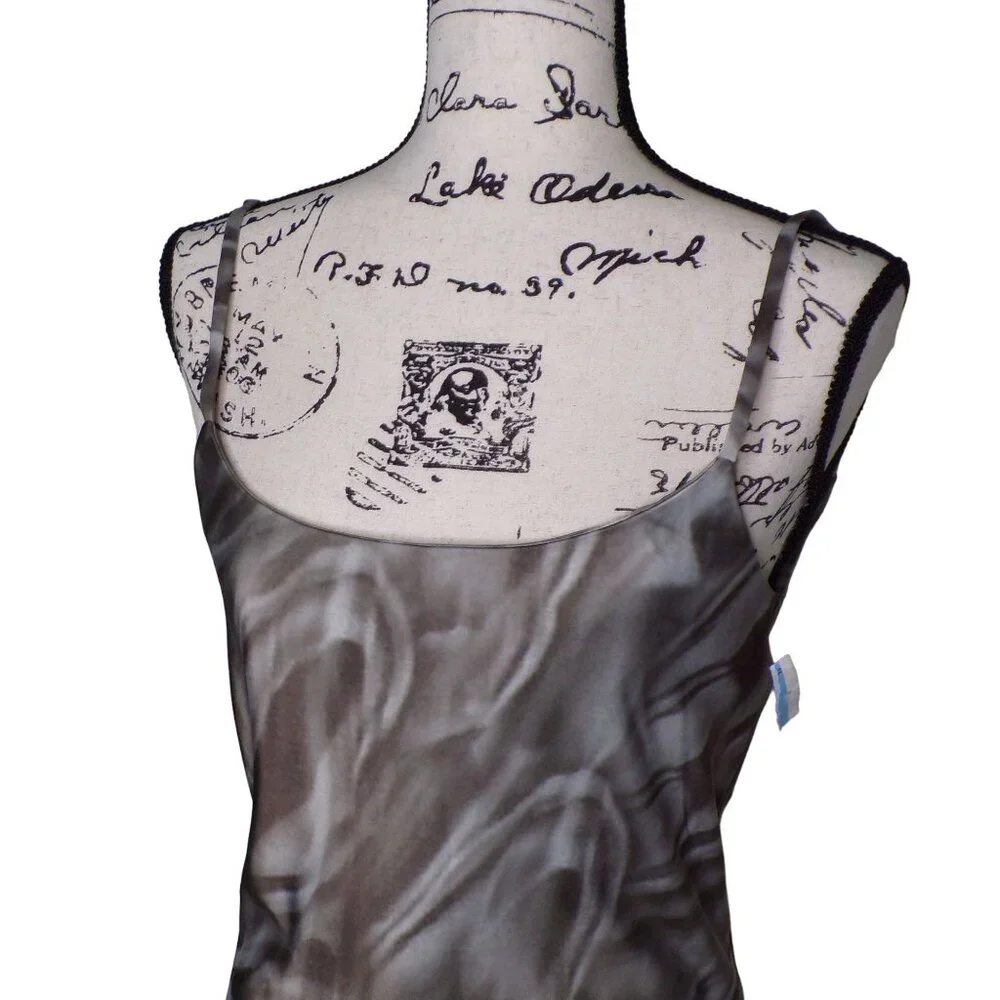 🆕ELLISS ELL/SS Maxi Slip Dress Gray Tie Dye Print Medium 6-8 - Picture 2 of 8
